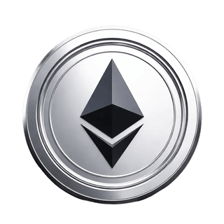 Svävande grafiskt element som föreställer ETH-myntet (Ethereum)